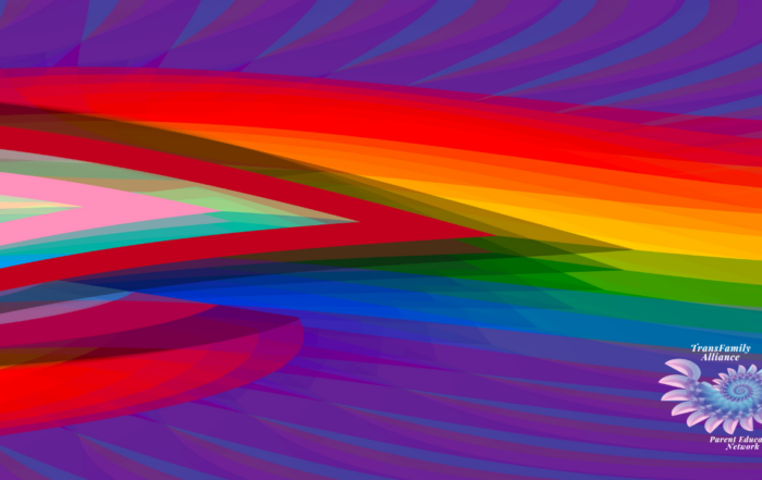 A windswept fractal image of the LGBTQ Pride Flag with the Trans flag nestled at the center, representing the urgency and humility required for asking the question, how to be a trans ally